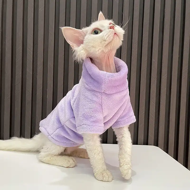 Sphynx Cat Clothes Super Soft Winter Warm Turtleneck Sweater Coat for Cats Pajamas for Cats and Small Dogs Apparel, Hairless Cat Shirts Sweaters