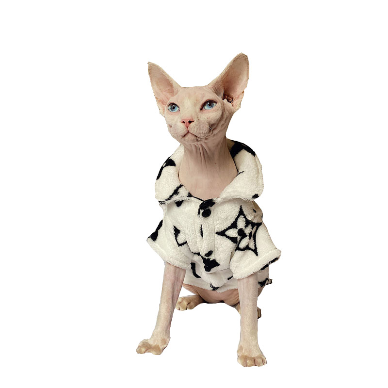 LV Pajamas for Cats-Sphynx wears LV pajama