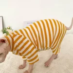 Striped Color T-shirt for Sphynx - Yellow Four-legged