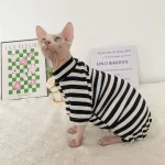 Striped Color T-shirt for Sphynx - Black Four-legged