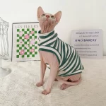 Striped Color T-shirt for Sphynx - Green One arm