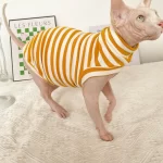 Striped Color T-shirt for Sphynx - Yellow One arm