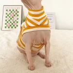 Striped Color T-shirt for Sphynx - Yellow One arm