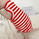 Striped Color T-shirt for Sphynx - Red One arm