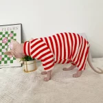 Striped Color T-shirt for Sphynx - Red Four-legged