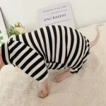 Striped Color T-shirt for Sphynx - Black Four-legged