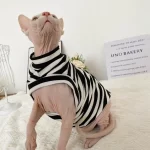 Striped Color T-shirt for Sphynx - Black One arm