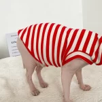 Striped Color T-shirt for Sphynx - Red One arm