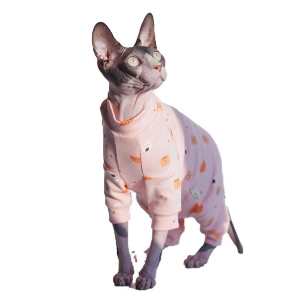 Хирургическая рубашка для кошек - сфинксы носят розовый комбинезон
