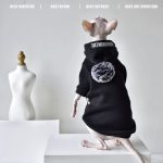 Sweatshirts for Cats-Hairless cat with black hoodie