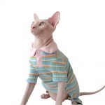 Pink striped-T shirts for Cats after Surgery
