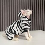 Costumes for Kittens-Devon Rex wears zebra onesie