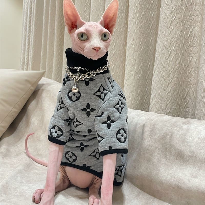 Designer Cat Sweater | LV Sweater for Sphynx, Designer Sweater