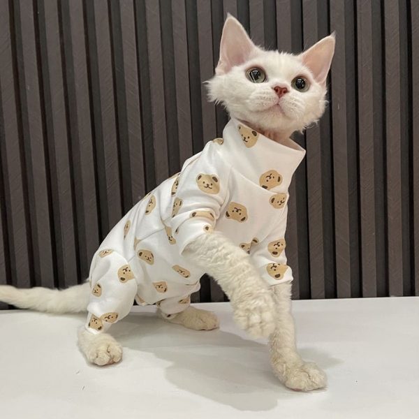 Outfit für Katzen - Devon Rex trägt einen Strampler