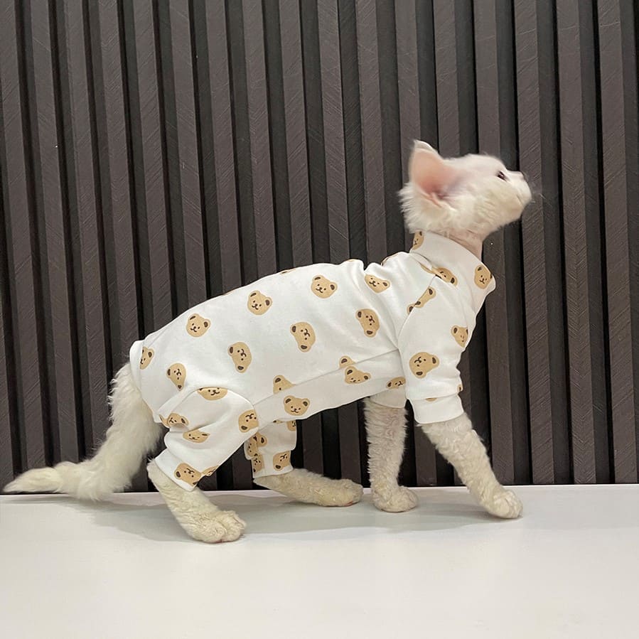 Outfit for Cats Bear Footie Pajamas for Cats Pure Cotton Soft Touch
