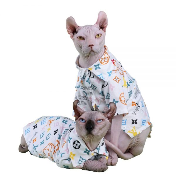 Одежда для кошек породы сфинкс | LV Paris Белая рубашка для кошки породы сфинкс ?