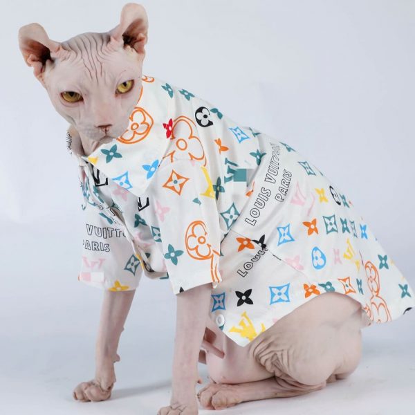 Sphynx Cat Clothing | LV Paris White Shirt for Sphynx Cat 🐈
