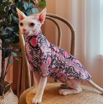 Cat Clothes for Cats-Sphynx wears pink shirt