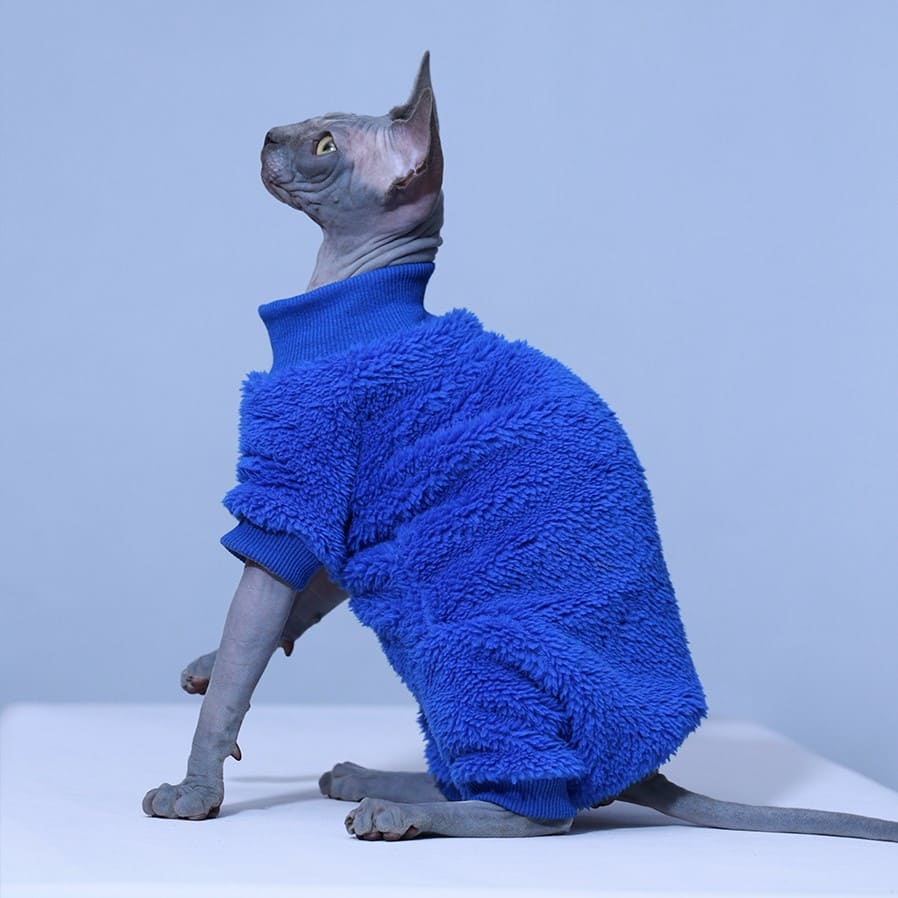 猫の服｜猫用足つきパジャマ、猫用クラインブルーシャツ
