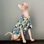 Kitten Outfits | Blue Cartoon Shirt, Hawaiian Clothes for Sphynx Cats