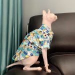 Vestiti per gattini | Camicia blu a cartoni animati, vestiti hawaiani per gatti Sphynx