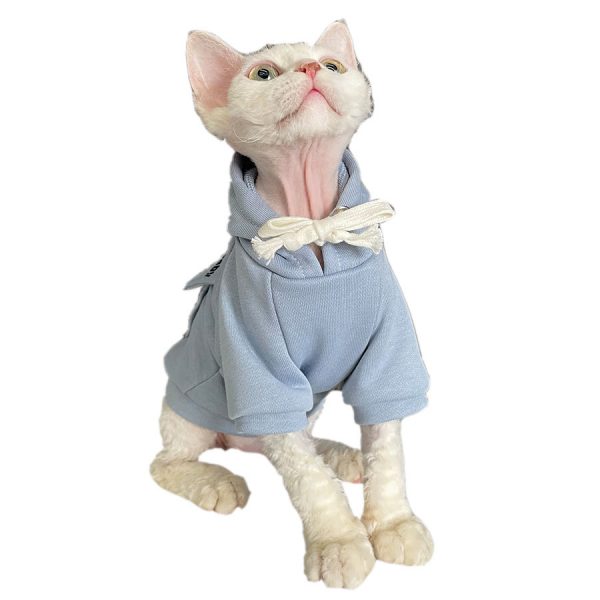 Kleidung für Katzen zum Tragen -Blauer Kapuzenpullover für Katzen