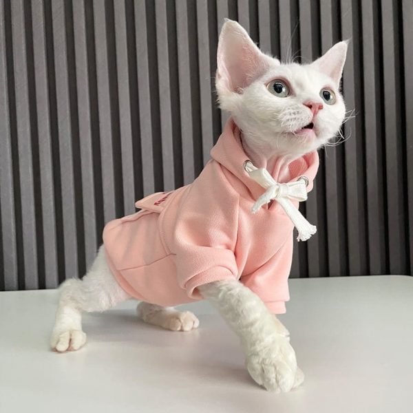 Clothing for Cats to Wear -Pink hoodie for cat