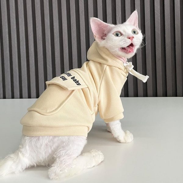 Clothing for Cats to Wear -Yellow hoodie for cat