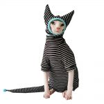 Cute Kitty Outfits | Black and White Stripes Clothes for Sphynx Cats