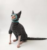 Cute Kitty Outfits | Black and White Stripes Clothes for Sphynx Cats