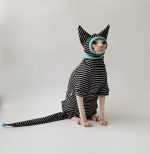 Cute Kitty Outfits | Black and White Stripes Clothes for Sphynx Cats