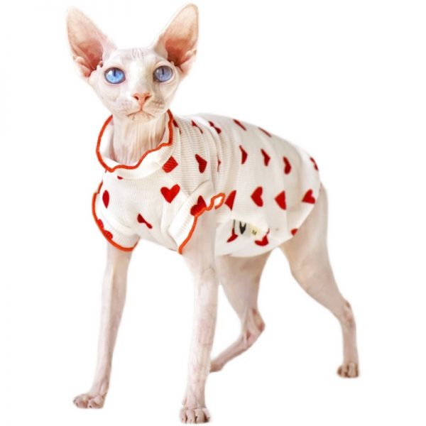 Sleeveless Shirt for Sphynx-Red heart shirt