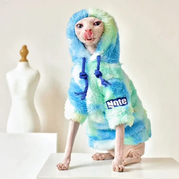 Abbigliamento per gatti Sphynx Tie-Dye, felpa con cappuccio Tie-Dye