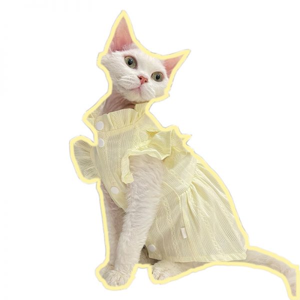 Одежда для кошек породы сфинкс - желтое платье для кошки