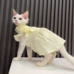 Sphynx Cat Dress Clothes-Yellow dress for cat