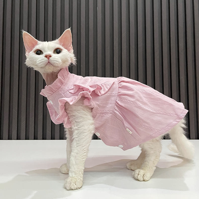 Sphynx Cat Dress Clothes-Pink dress for cat