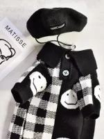 Sweater for Sphynx-Black and White Smiley Face Sweater
