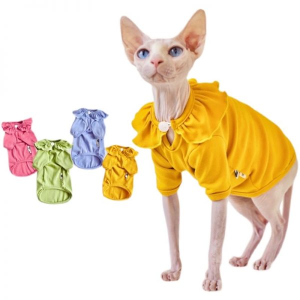 T-Shirt für Kätzchen | Sommerhemd für Sphynx, Vier Farben Blumenhalsband