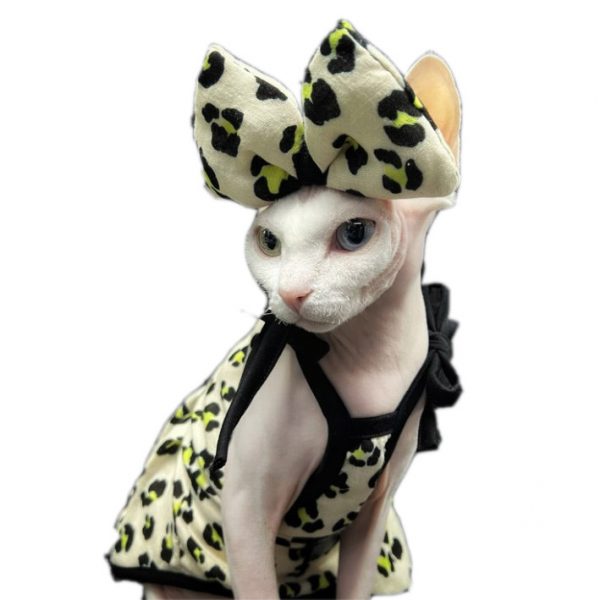 Одежда для кошек породы сфинкс | Желтая леопардовая майка для кошек породы сфинкс
