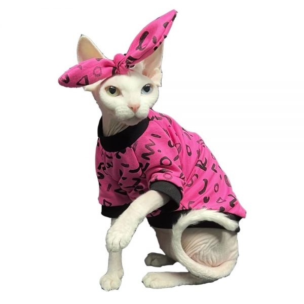 Vêtements pour chatons | Chemise rose, débardeur pour chat sans poils Sphynx