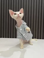 Shirt for Cats with Sleeves-Pure Cotton Pajamas-Blue