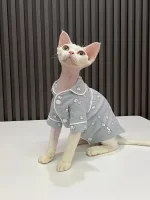 Shirt for Cats with Sleeves-Pure Cotton Pajamas-Blue