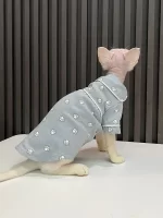 Shirt for Cats with Sleeves-Pure Cotton Pajamas-Blue
