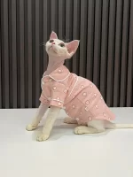 Shirt for Cats with Sleeves-Pure Cotton Pajamas-Pink