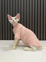 Shirt for Cats with Sleeves-Pure Cotton Pajamas-Pink