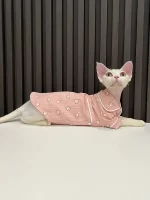 Shirt for Cats with Sleeves-Pure Cotton Pajamas-Pink