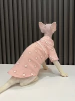 Shirt for Cats with Sleeves-Pure Cotton Pajamas-Pink