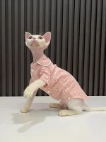 Shirt for Cats with Sleeves-Pure Cotton Pajamas-Pink