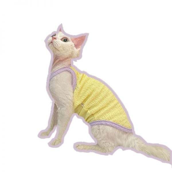 Sphynx Cat Clothes Summer-Camiseta de tirantes amarilla para Sphynx