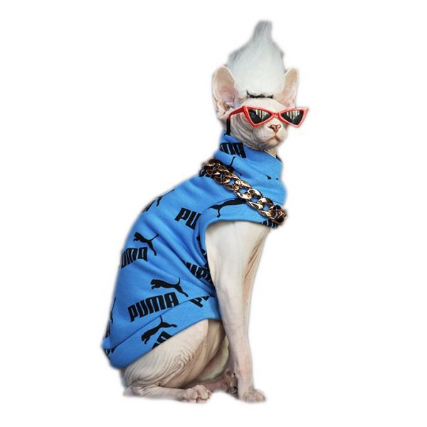 Сфинкс Свитер с одним отверстием PUMA Голубой свитер для бесшерстной кошки породы сфинкс